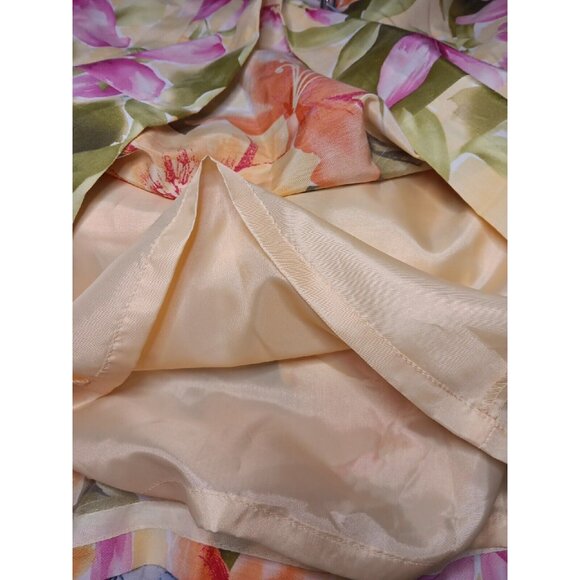 Talbots Floral Skirt Women's 6 Yellow A-Line Silk Blend Knee Length Lined Zip - Picture 4 of 6